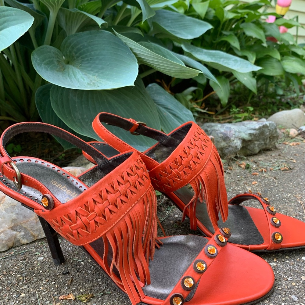 Leather Isabella Fiona Fringed Heals size 8